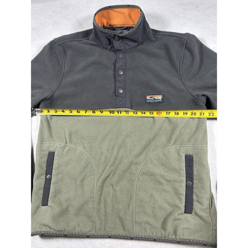 Faherty Fleece Pullover Mens Medium Grey Green Colorblock Quarter Snap Outdoor - Picture 10 of 10